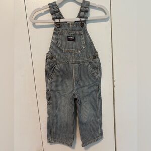 Osh kosh classic striped overalls, size 12 months, EUC